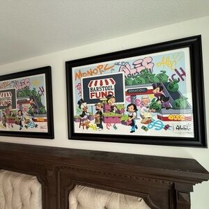 Alec Monopoly Print Signed/Numbered - (Red + Black Stencil) - Rare Set Framed